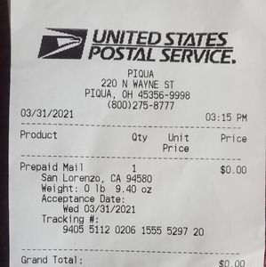 Proof of shipping for @shopbluescloset